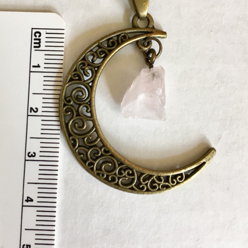 MORE COMING Rose Quartz 🌙 Bronze Necklace - Picture 6 of 8